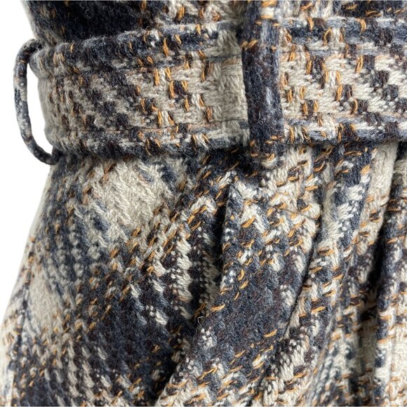 Dkny Women's Gray and Beige Plaid Double Breasted Peacoat Jacket Size 8 - Picture 8 of 14